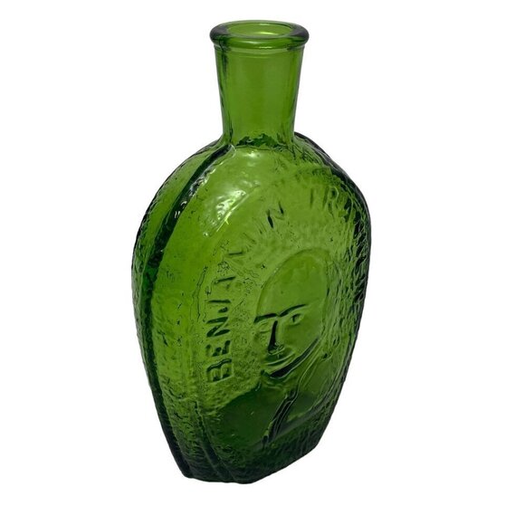Vintage Wheaton Glass Bottle Green 8.5" High Retro Colonial Style Ben Franklin - Picture 6 of 8